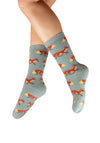 Powder Fuzzy Mini Foxes Socks, Blue