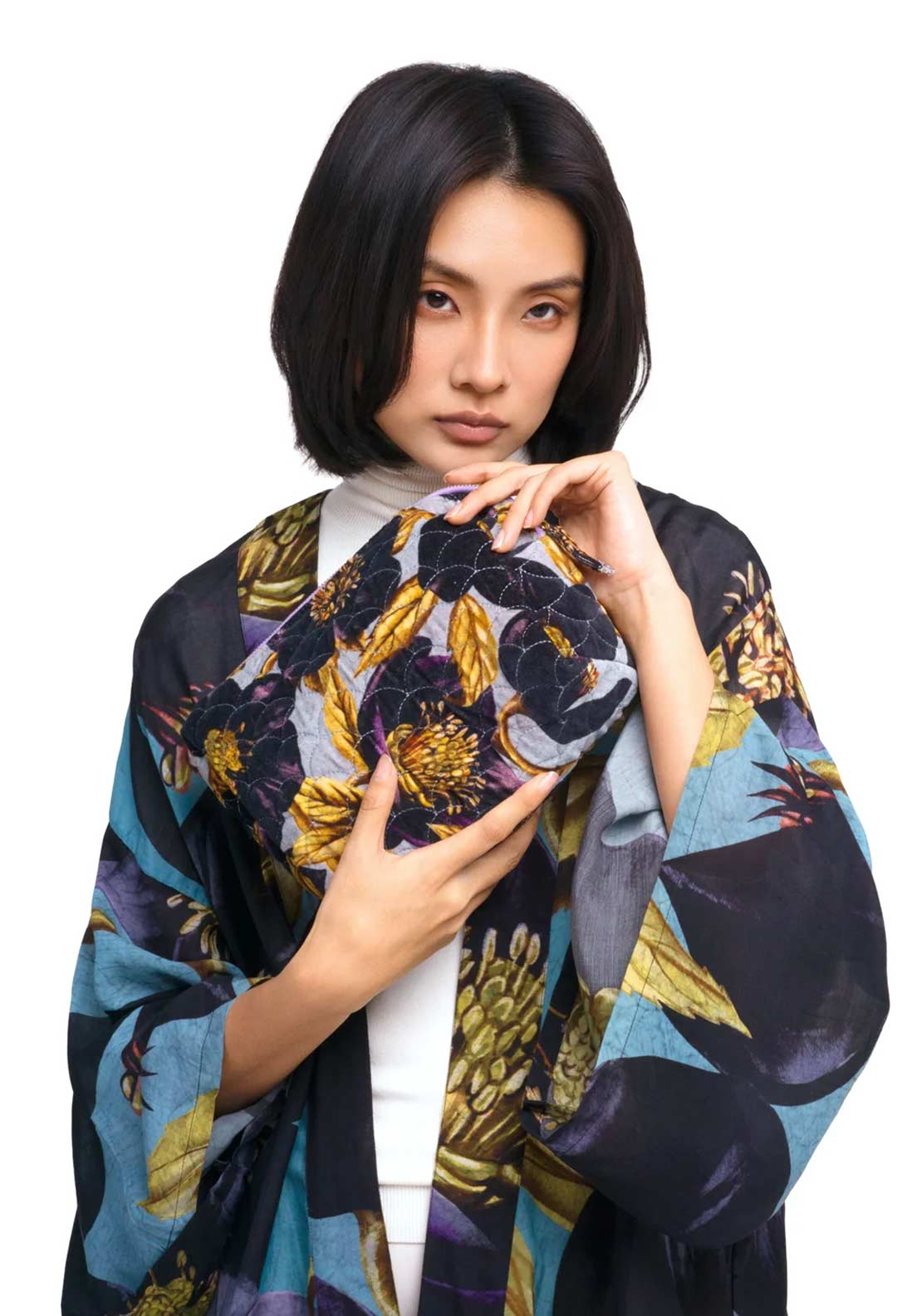 Powder Hellebore Quilted Velvet Washbag, Purple