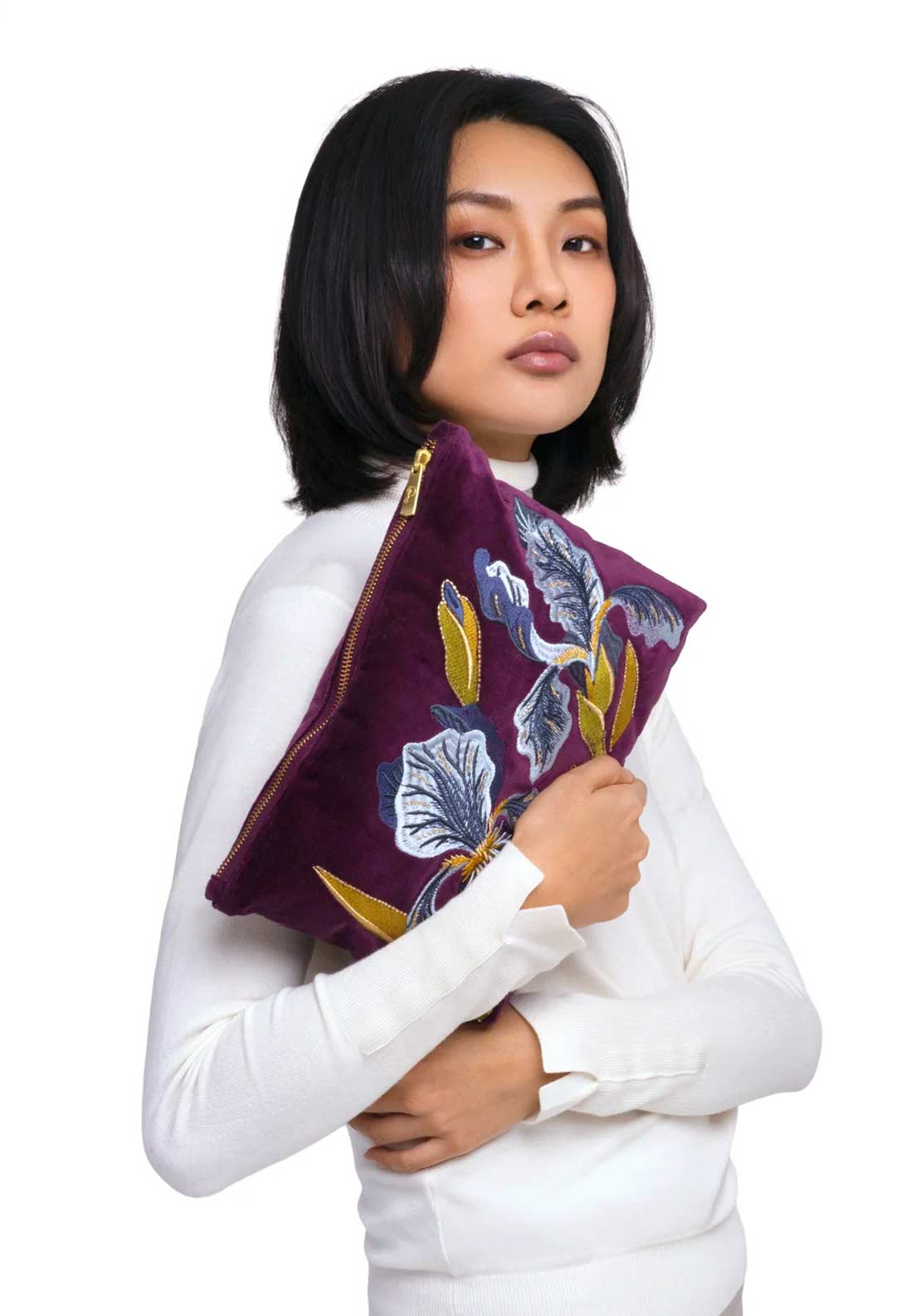 Powder Iris Large Zip Pouch, Purple