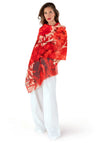 Powder Linen Blend Rouge Blooms Scarf, Red