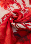 Powder Linen Blend Rouge Blooms Scarf, Red