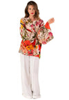 Powder One Size Fine Flowers Kimono Jacket, Cream