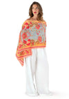 Powder Paisley Poppies Print Scarf, Pink Multi