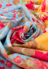 Powder Paisley Poppies Print Scarf, Pink Multi