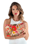 Powder Quilted Velvet Zip Pouch, Cream
