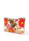 Powder Quilted Velvet Zip Pouch, Cream