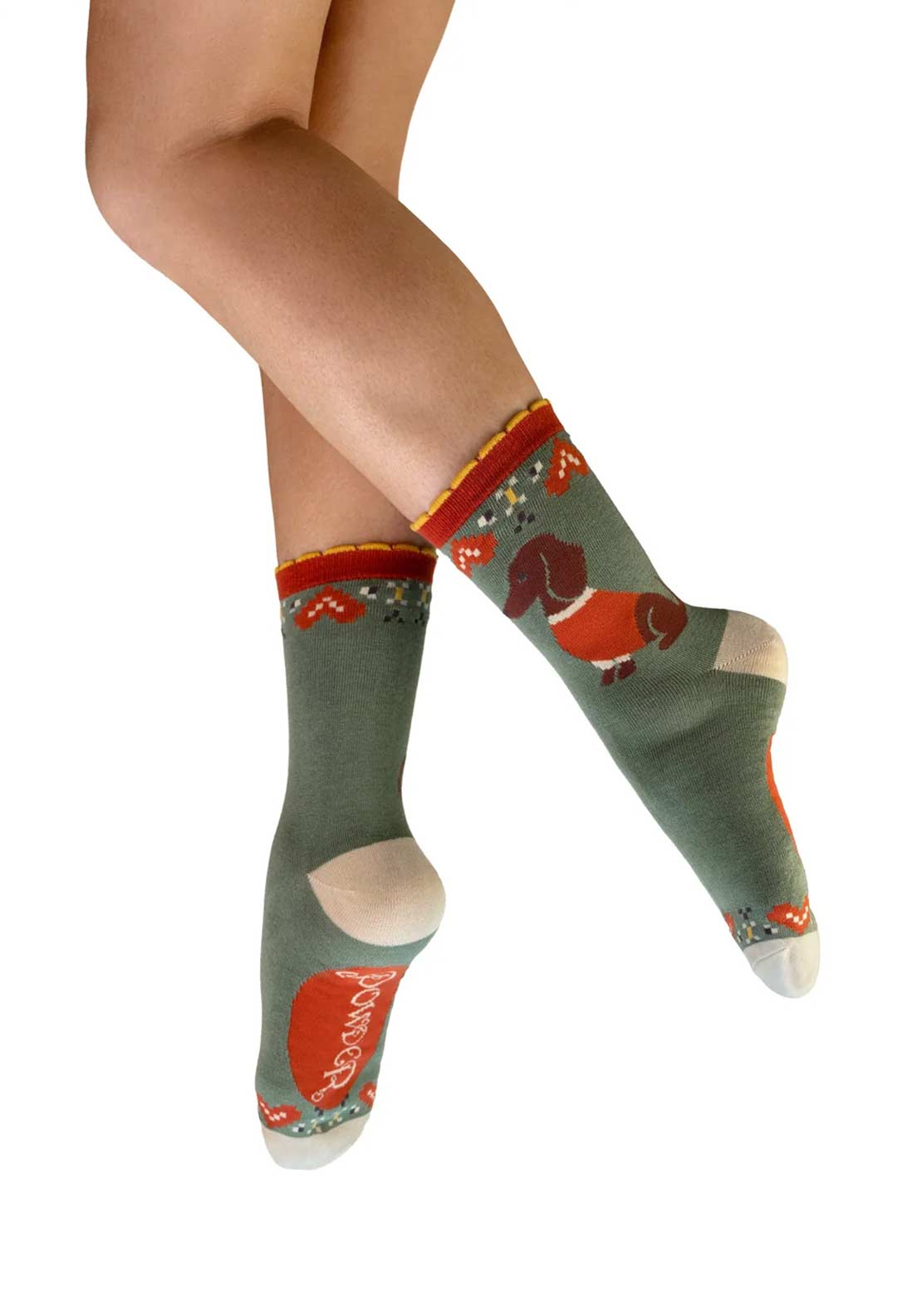 Powder Snuggle Sausage Dogs Ankle Socks, Olive Green – McElhinneys