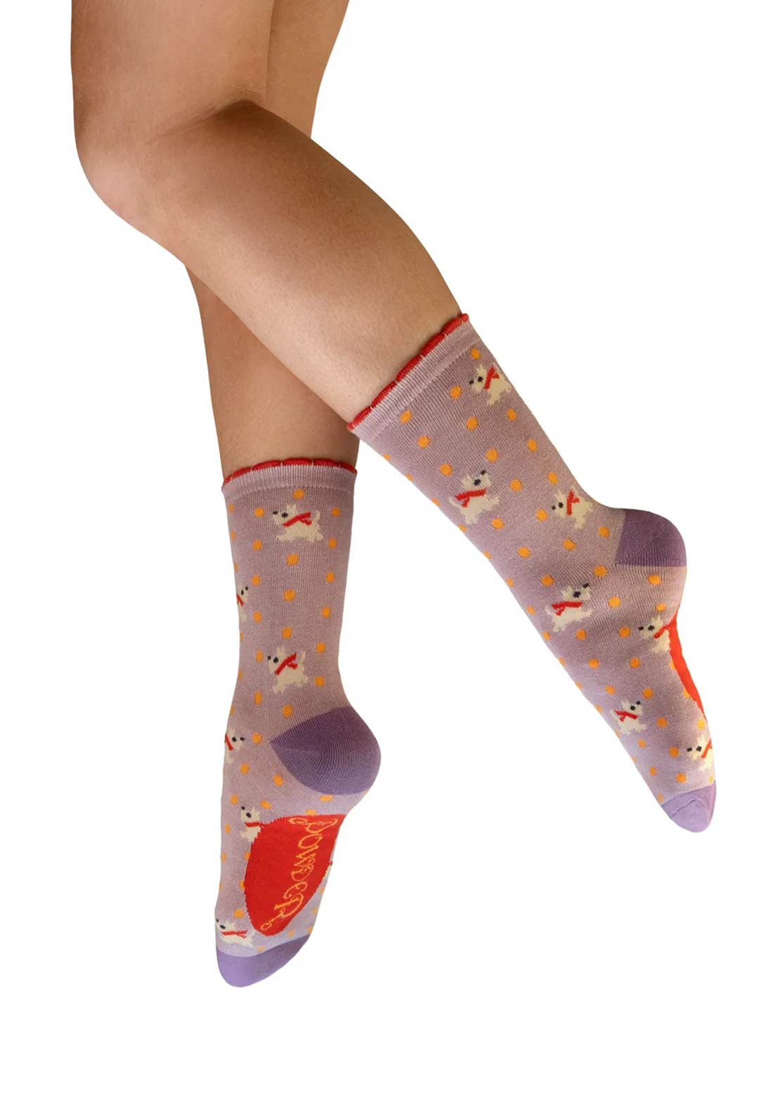 Powder Woolly Westies Ankle Socks, Purple