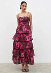 Pretty Lavish Aalyiah Square Neck Ruffle Maxi Dress, Pink & Brown