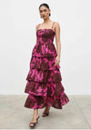 Pretty Lavish Aalyiah Square Neck Ruffle Maxi Dress, Pink & Brown