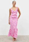 Pretty Lavish Helena Ruffle Jacquard Maxi Dress, Pink