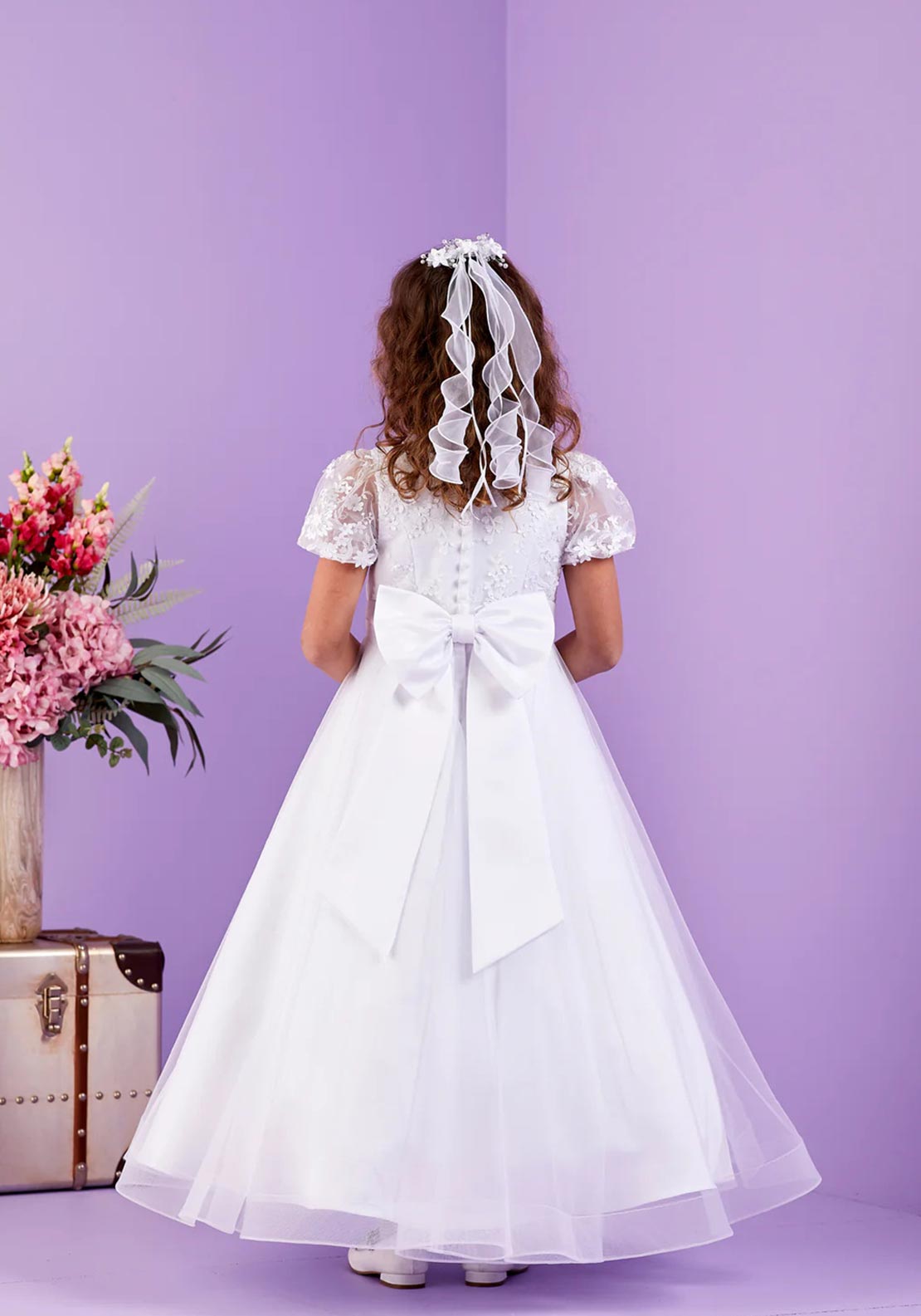 Peridot Ayda Communion Dress, White