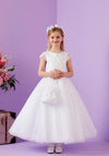 Peridot Elsie Communion Dress, White