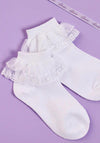 Peridot Louise Communion Sock, White