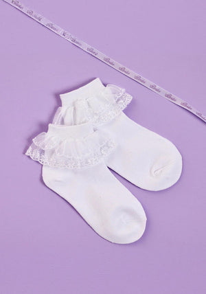 Peridot Louise Frill Communion Sock, White