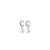 Pilgrim Edele Pearl & Crystal Hoop Earrings, Silver