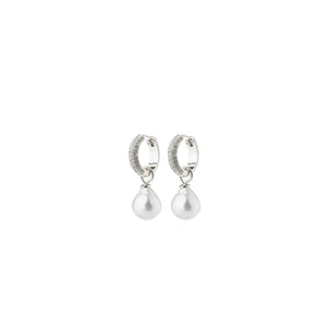 Pilgrim Edele Pearl & Crystal Hoop Earrings, Silver