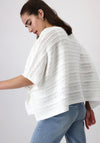 Monari Mini Sequin Cable Pattern Poncho, Off-White