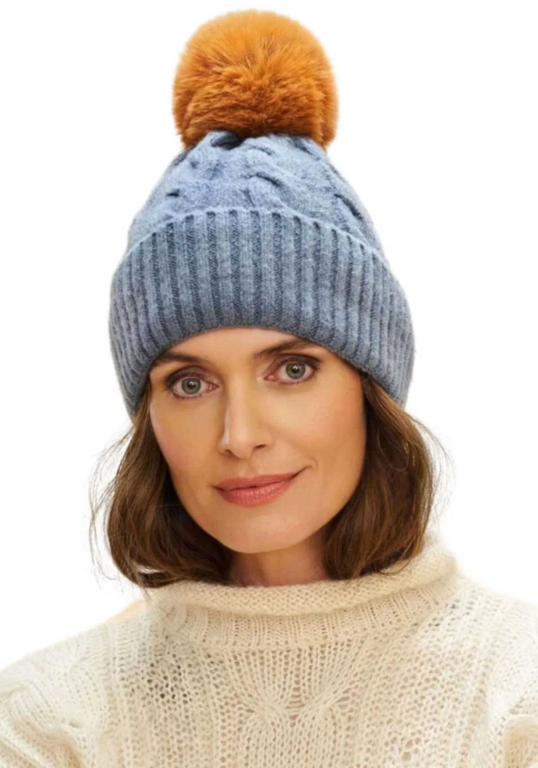 Powder Svana Bobble Hat, Denim Blue