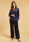 The Night Store Luna Velvet Pyjama Trouser Set, Navy