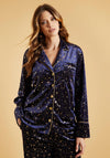 The Night Store Luna Velvet Pyjama Trouser Set, Navy