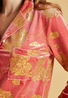 The Night Store Floral Feather Trim Pyjama Trouser Set, Dusty Rose