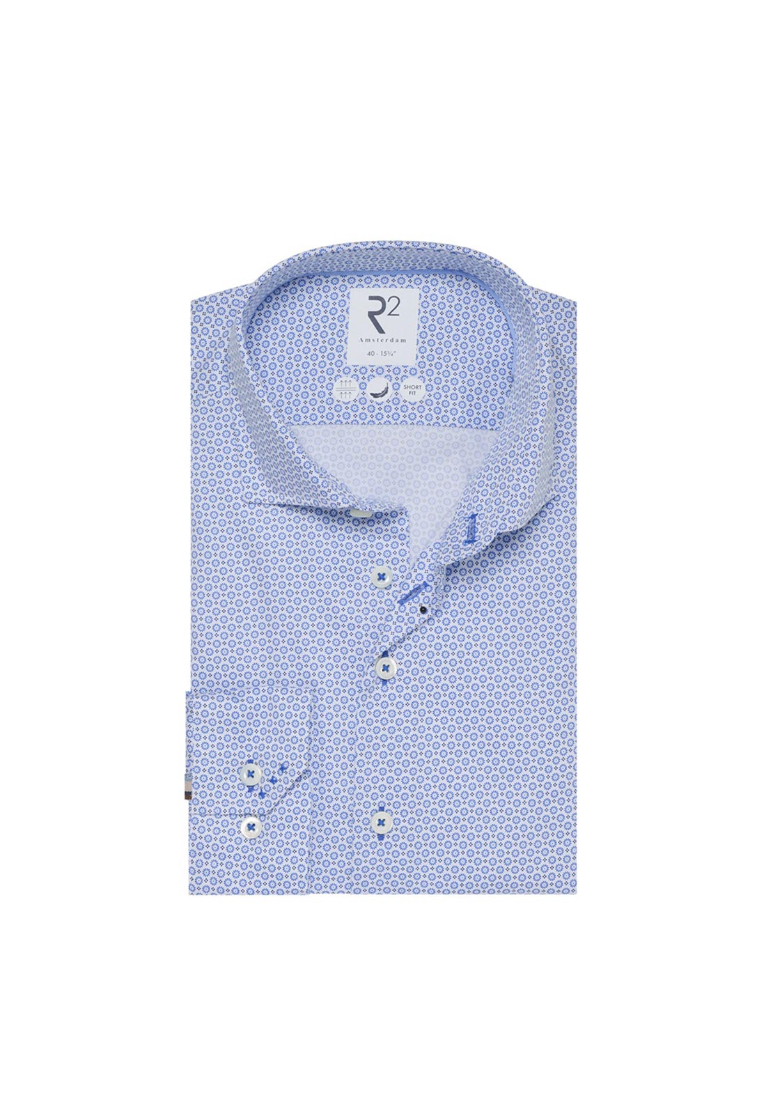 R2 Amsterdam Geo Floral Tailored Shirt, Blue