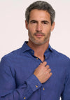 R2 Amsterdam Long Sleeve Linen Shirt, Cobalt