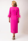 Couture Club Feather Sleeve Pencil Midi Dress, Fuchsia Pink