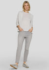 Rabe Striped Cotton Blend Trousers, Grey