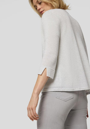 Rabe Striped Cotton Blend Trousers, Grey