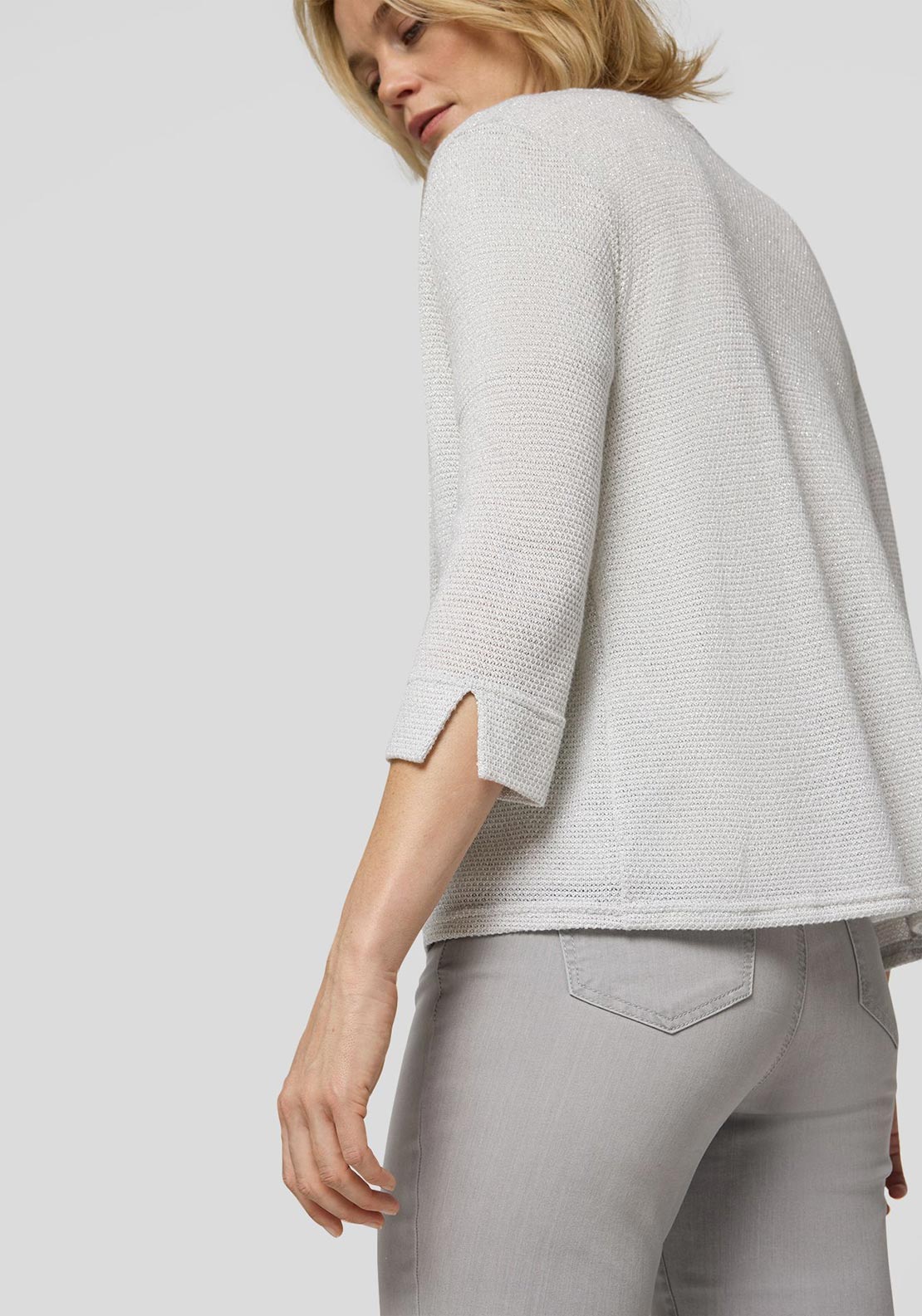 Rabe Open Glitter Detail Cardigan, Silver