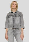 Rabe Distressed Rhinestone Detail Denim Jacket, Grey
