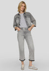Rabe Distressed Rhinestone Detail Denim Jacket, Grey