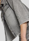 Rabe Distressed Rhinestone Detail Denim Jacket, Grey