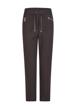 Rabe Drawstring Slim Leg Trousers, Black