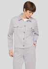 Rabe Striped Button Up Jacket, Grey Multi