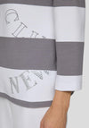 Rabe Striped with Print and Rhinestone Detail Jumper, Grey Multi