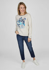 Rabe Text Print Embellished Sweater, Stone