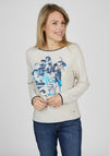 Rabe Text Print Embellished Sweater, Stone