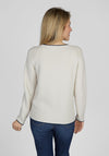 Rabe Text Print Embellished Sweater, Stone
