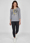 Rabe Striped Text Print Top, Navy