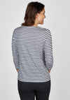 Rabe Striped Text Print Top, Navy