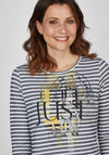 Rabe Striped Text Print Top, Navy