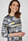 Rabe Round Neck Blurred Print Top. Grey