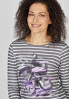 Rabe Rhinestone Striped Top, Grey