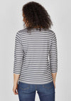 Rabe Rhinestone Striped Top, Grey