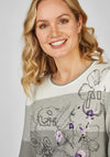 Rabe Flower Print Ribbed Sweater, Gray