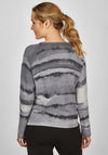 Rabe Floral Print with Glitter Accents Sweater, Grey