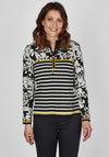 Rabe Multi Print Half Zip Sweater, Black